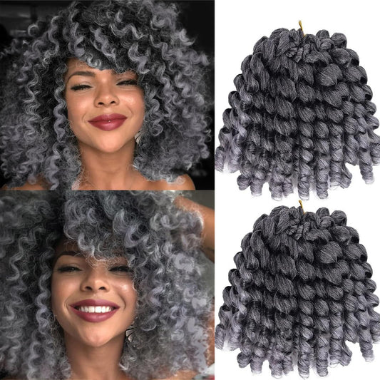 Wand Curl Crochet Braids Hair 8 Inch 5packs Jamaican Bounce Crochet Hair TSlive Wand Curl Colored Crochet Braids 80g/pcs Ringlet Twist Hair Extension Crochet Hair (5pcs,TSliver)