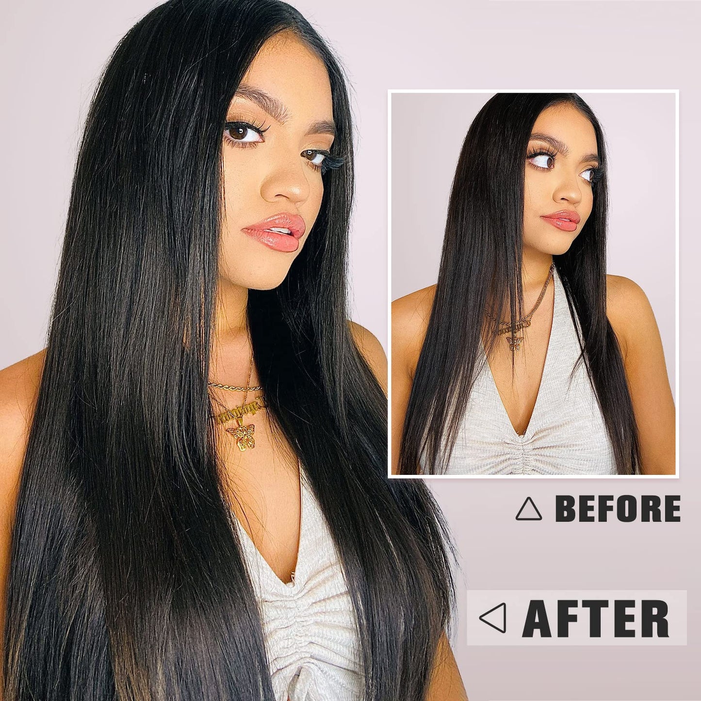 Straight Human Hair Clip in Hair Extensions 100% Unprocessed Full Head Brazilian Virgin Hair Natural Black Color,Double Wefts,8/Pcs with 18Clips,130Gram (20 Inch)