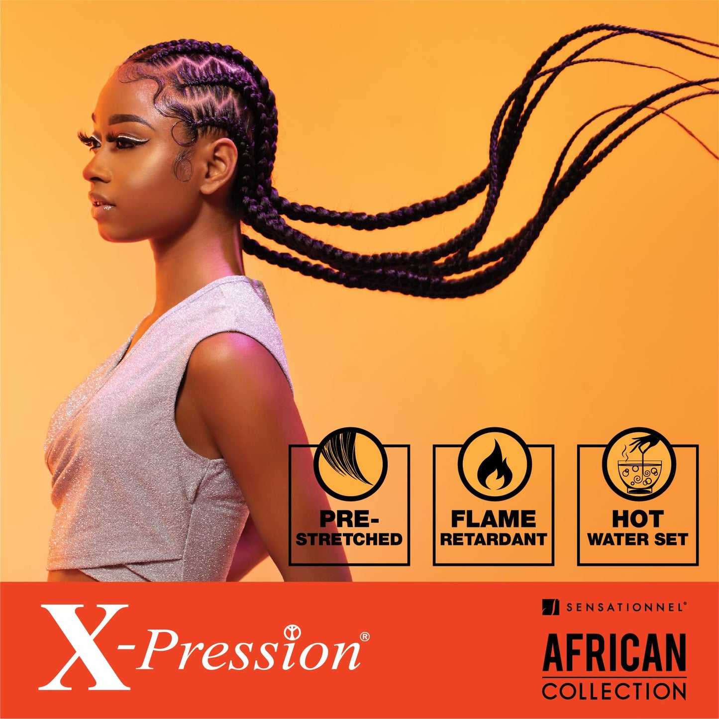 Sensationnel Xpression prestretched braiding hair - 3x xpression 58-inch flame retardant smooth yaki braid - 3x x-pression 58 inch (2 pack, 3T2/27/613)