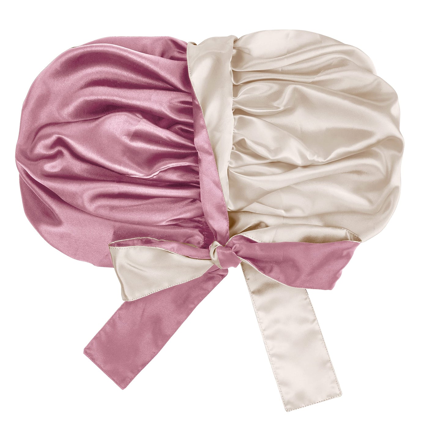 Satin Silk Bonnet Hair Cap: Extra Large Jumbo Adjustable Double Layer Reversible Sleeping Satin Lined Bonnets Night Cap (Rosegold&Champagne)