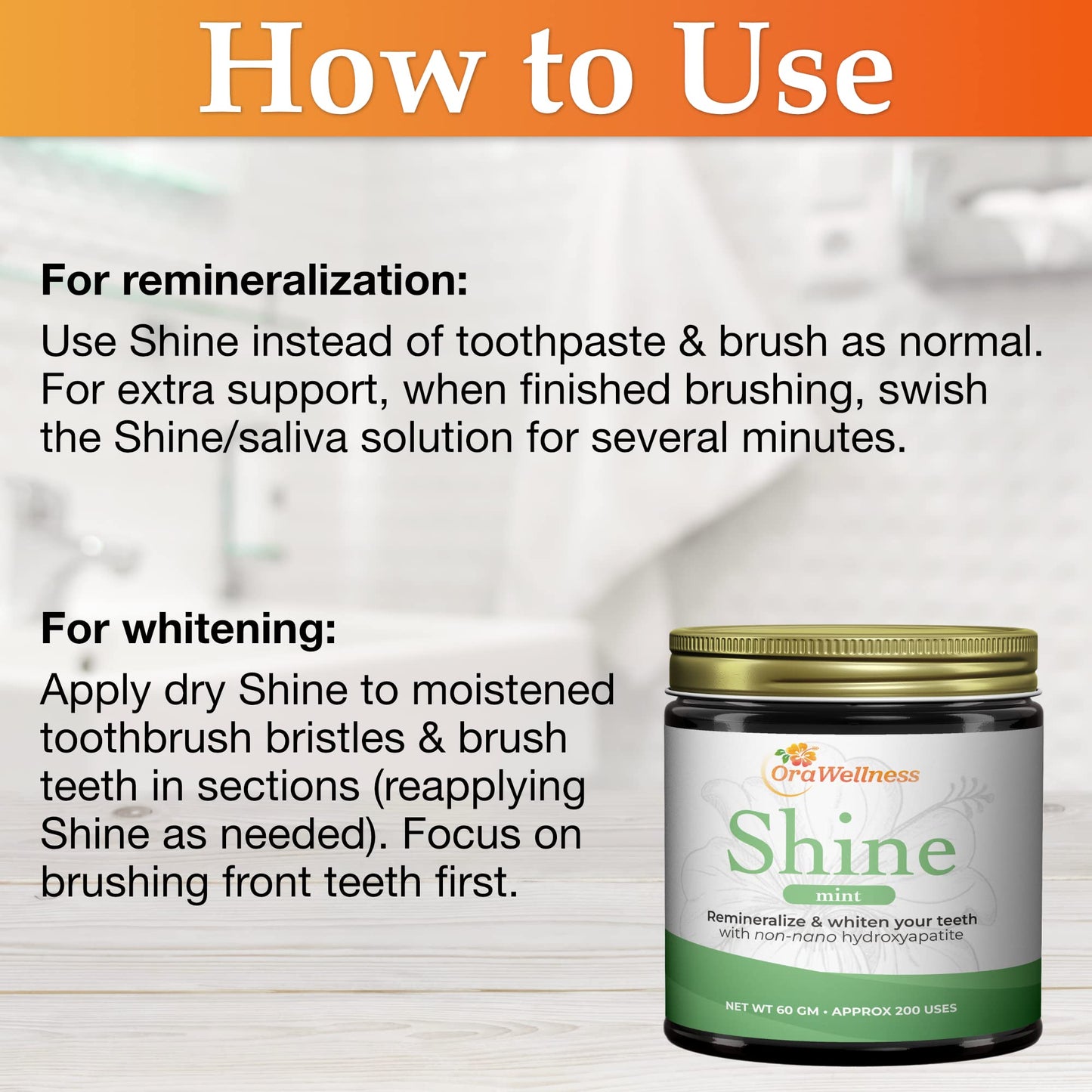 OraWellness Shine Remineralizing Natural Teeth Whitening Powder in Mint + Nut Free Healthy Mouth Blend Organic Toothpaste & Mouthwash Alternative Tooth Oil, Pack of 3