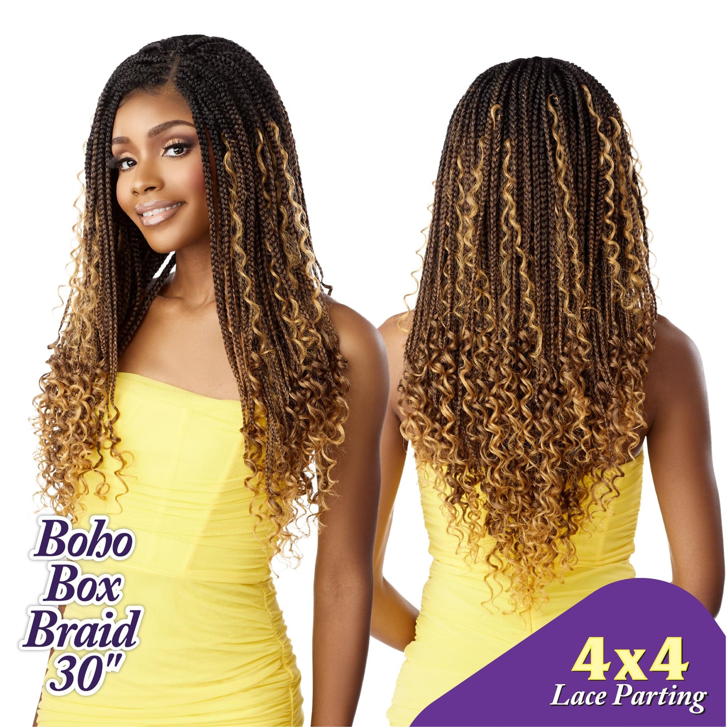 Sensationnel Cloud9 4x4 Braided Wig - Boho box braid 30-inch hand tied swiss lace - Cloud 9 Boho Box Braid 30 Inch (1 JETBLACK)