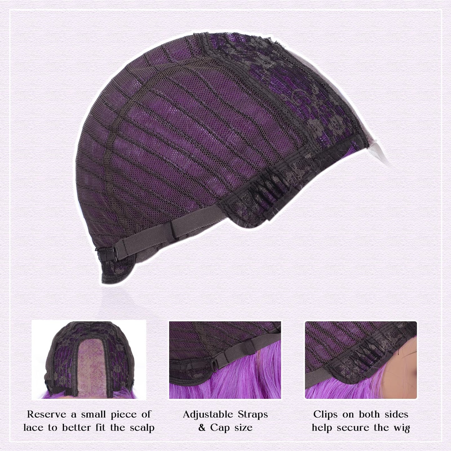 Aida ble Long Purple Wavy Wig for Women 26inch Lavender Purple Wavy Wig Natural Curly Synthetic Heat Resistant Wigs for Girls Halloween Cosplay Daily Party Use