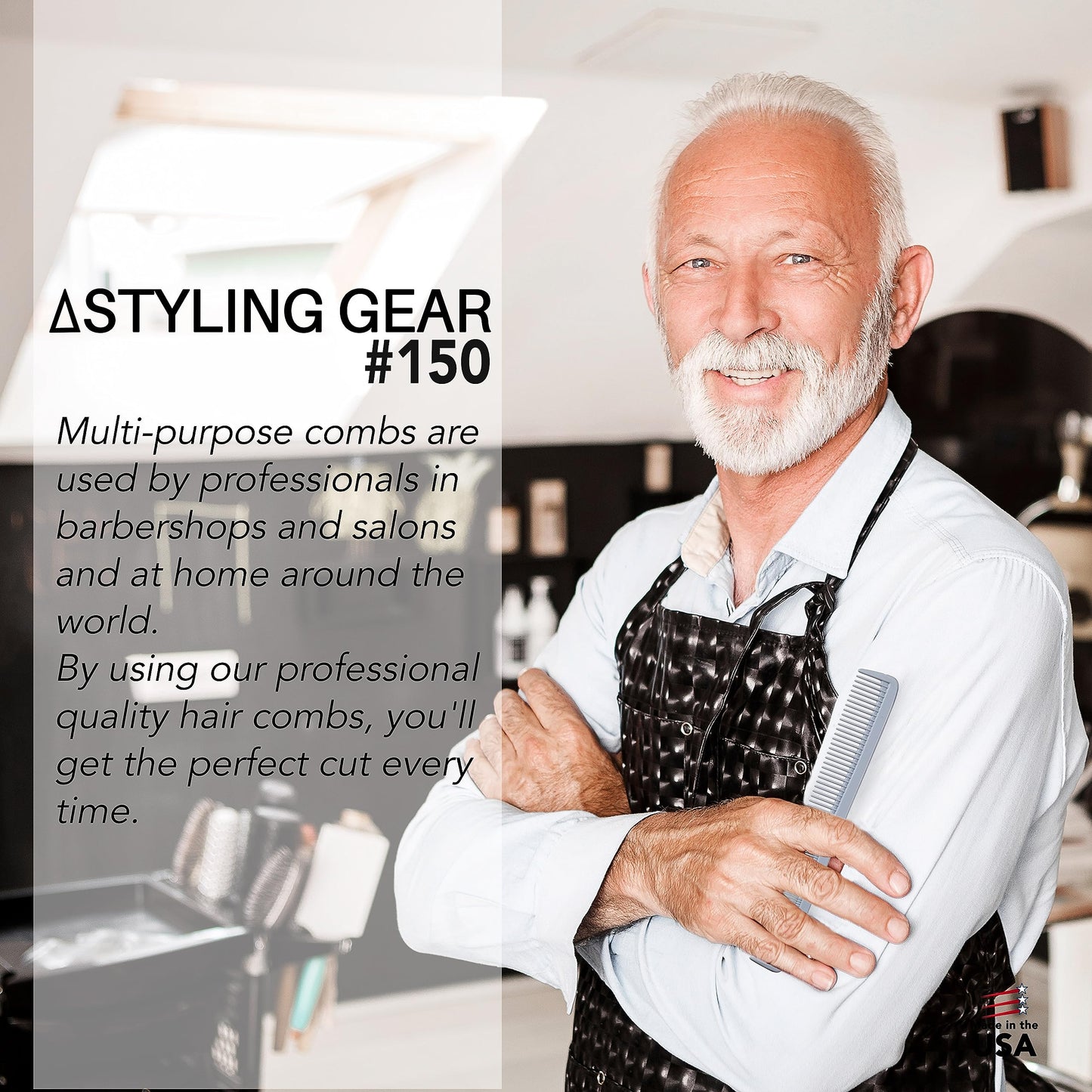 Styling Gear 150 Hair Combs Barber Comb Set Combs For Men Combs For Women Combs For Hair Stylist Beard Mustache Styling Pocket Comb Made In USA 12 Piece. (Gray)