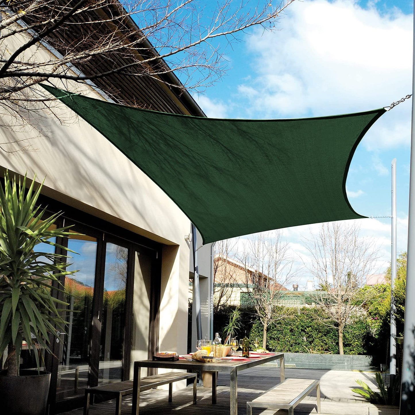 Coolaroo Coolhaven Shade Sail, 95% UV Block Shade and Sun Shield, 12' Square, Heritage Green