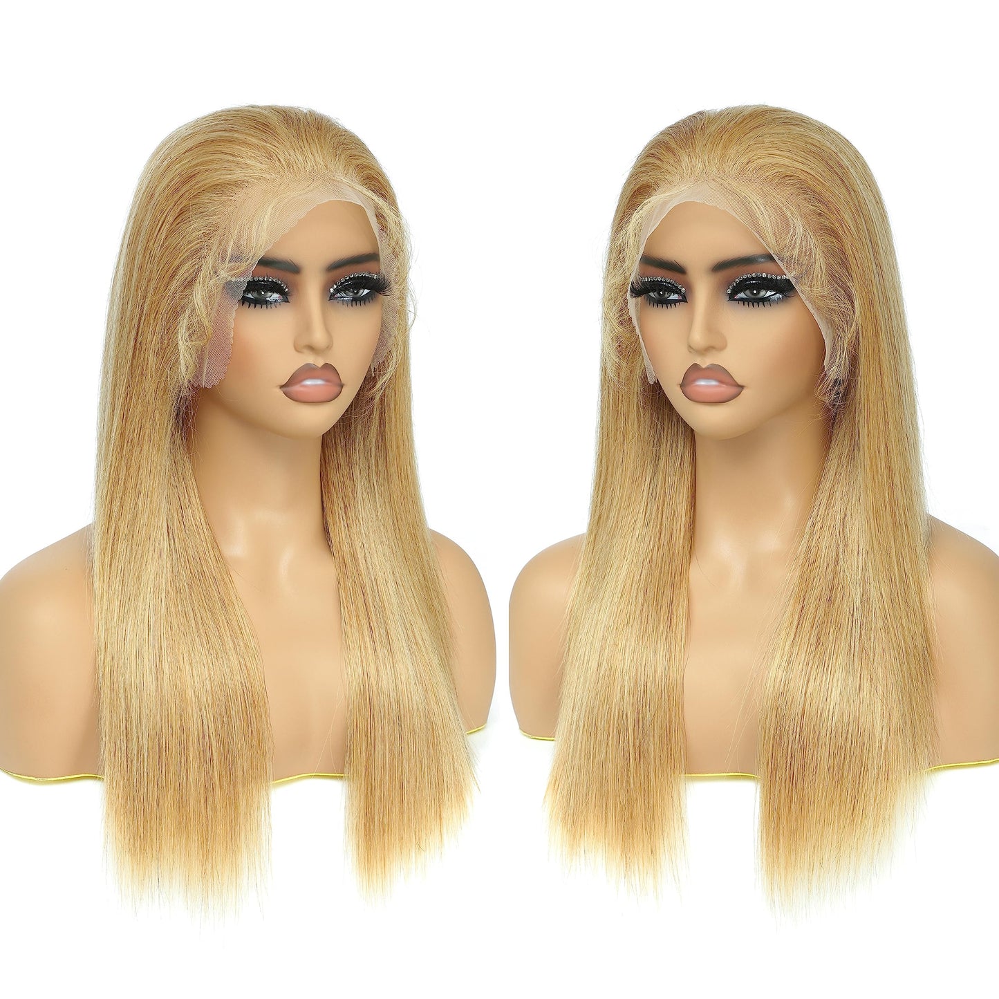 Straight 13x4 Lace Front Human Hair Wig For Black Women（16inch，180% Density）Honey Blonde Pre plucked Natura Hairline Transparent Lace Frontal Wig Brazilian Remy Glueless Lace Wig