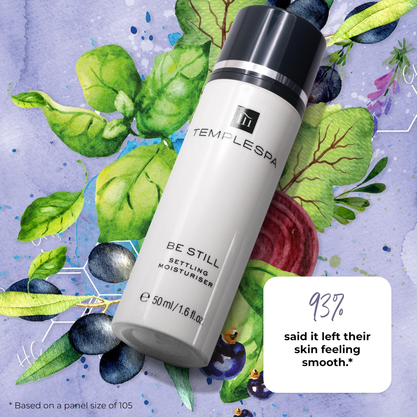 TEMPLESPA | BE STILL | Gentle Facial Moisturizer for Sensitive Skin, Moisturizer to Hydrate, Settle & Soothe, with Vitamins A & E, Natural Ingredients, Cruelty-Free, Vegan, 1.6 fl.oz