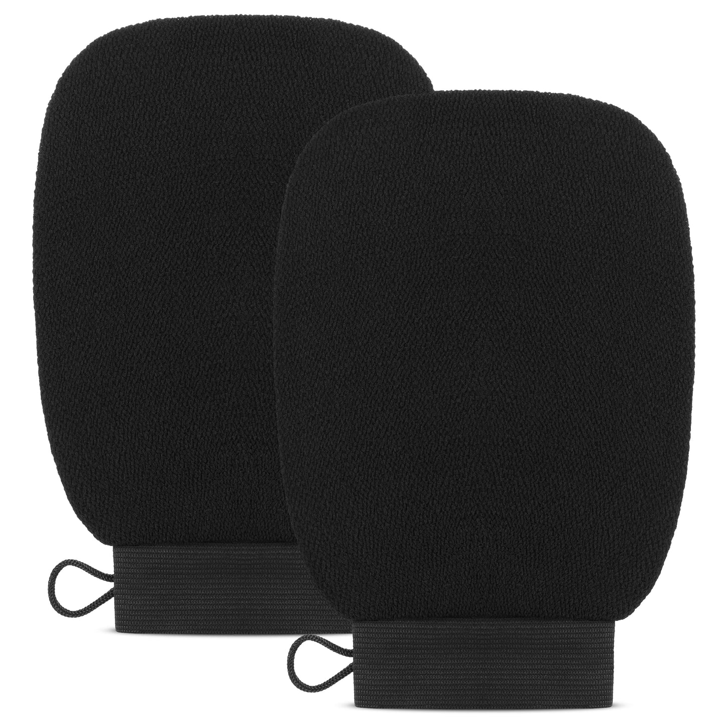 Valitic Exfoliating Glove - Body Scrubber Exfoliator Mitt - Exfoliating Body & Face Dead Skin Remover - Korean Style Exfoliating Women & Men Washcloth - Can Be Used Before Self Tanning Pair Black