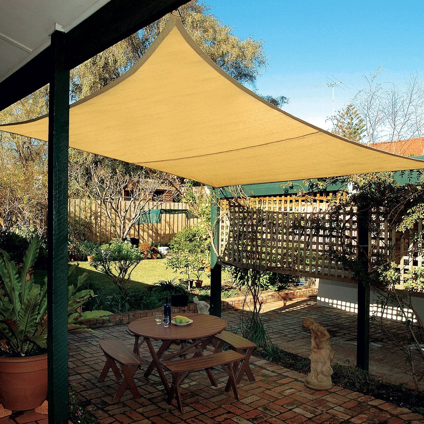 Coolaroo Coolhaven Shade Sail, 95% UV Block Shade and Sun Shield, 12' Square, Heritage Green