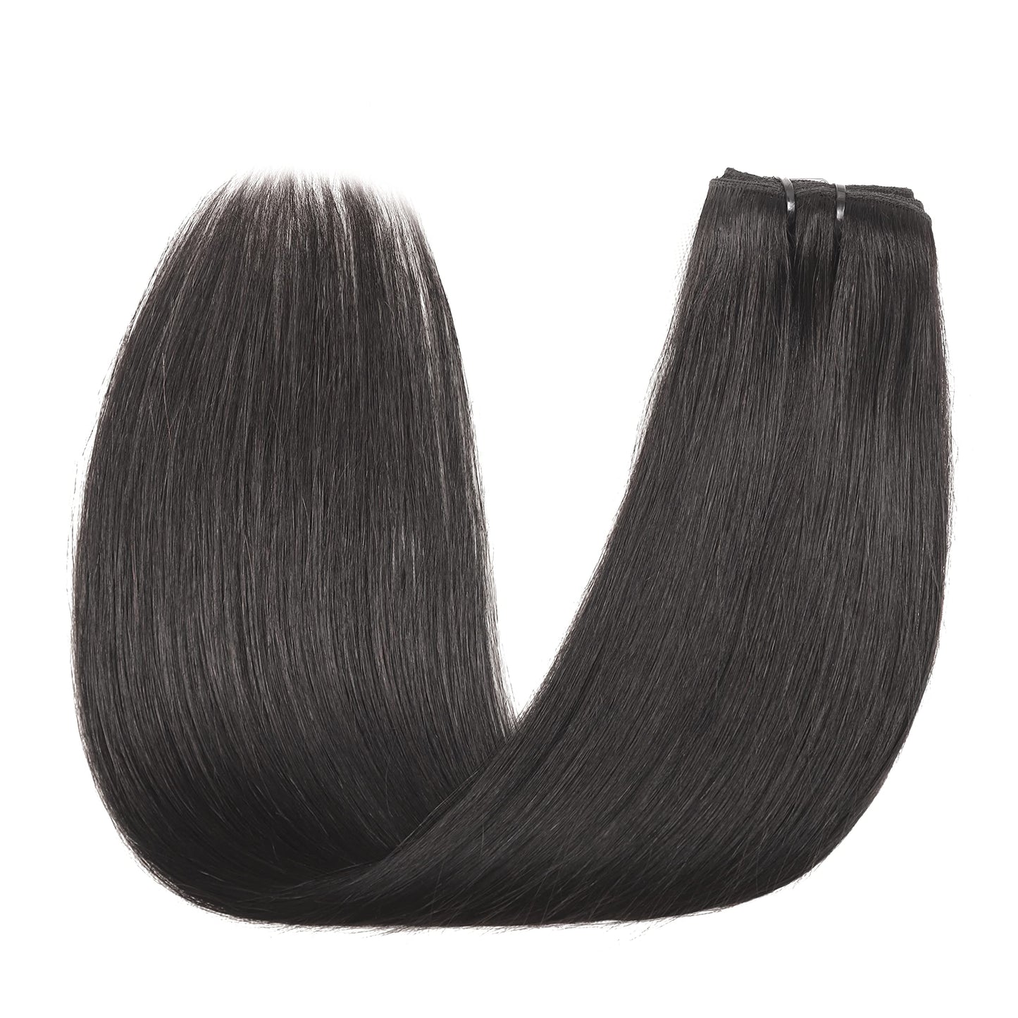 Straight Human Hair Clip in Hair Extensions 100% Unprocessed Full Head Brazilian Virgin Hair Natural Black Color,Double Wefts,8/Pcs with 18Clips,130Gram (20 Inch)