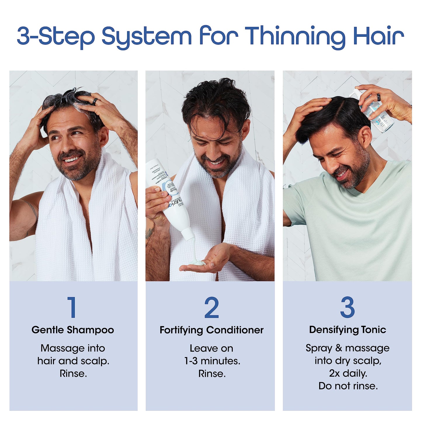 NUTRI-OX Gentle Shampoo & Conditioner & Tonic | Thicker, Fuller-Looking Hair | Normal Thinning Hair | Peppermint | Clinically & Dermatologically Tested | 33.8 Fl Oz