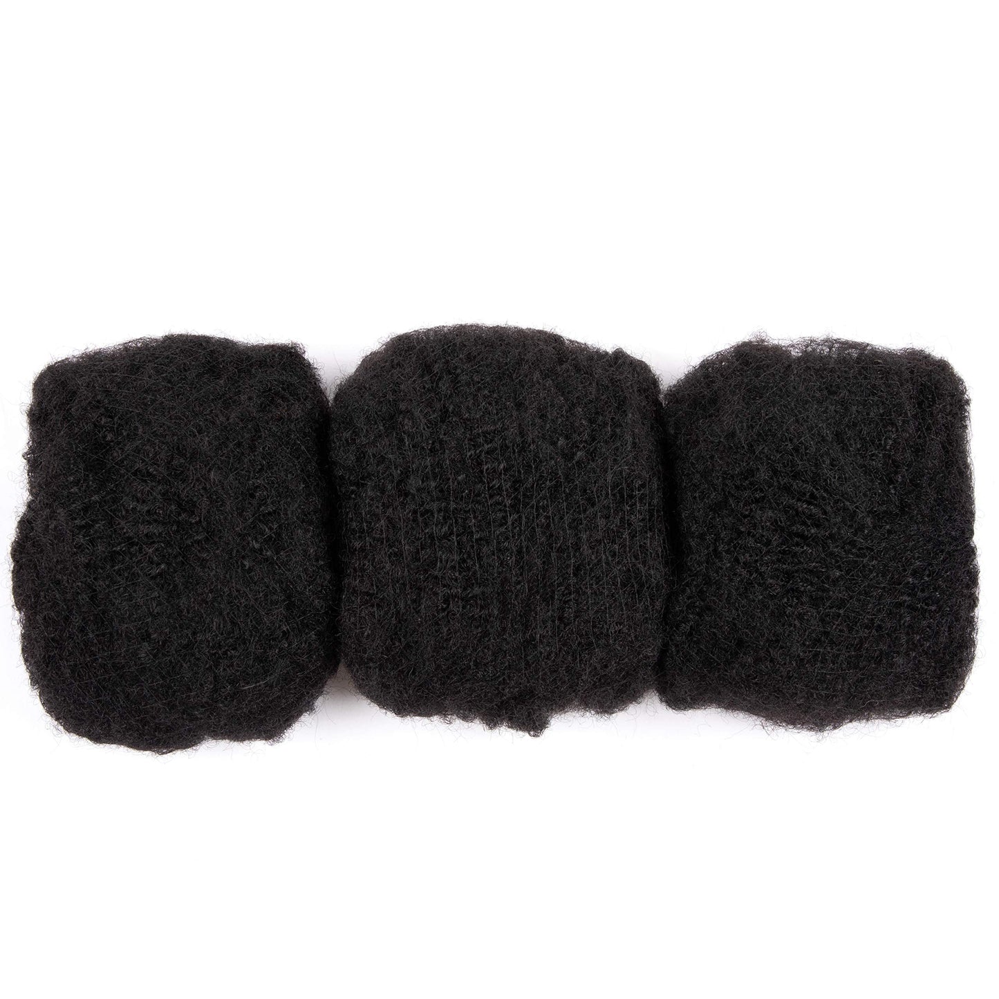 Originea 3 Bundles 12 inch Afro Kinkys Bulk Human Hair for Dreadlocks and Twist Braiding Full Head Human Hair Soft Afro Kinky Curly Hair Bulk for Dreads DIY 6inch can only Dreadlocks (1B#, 12 12 12)