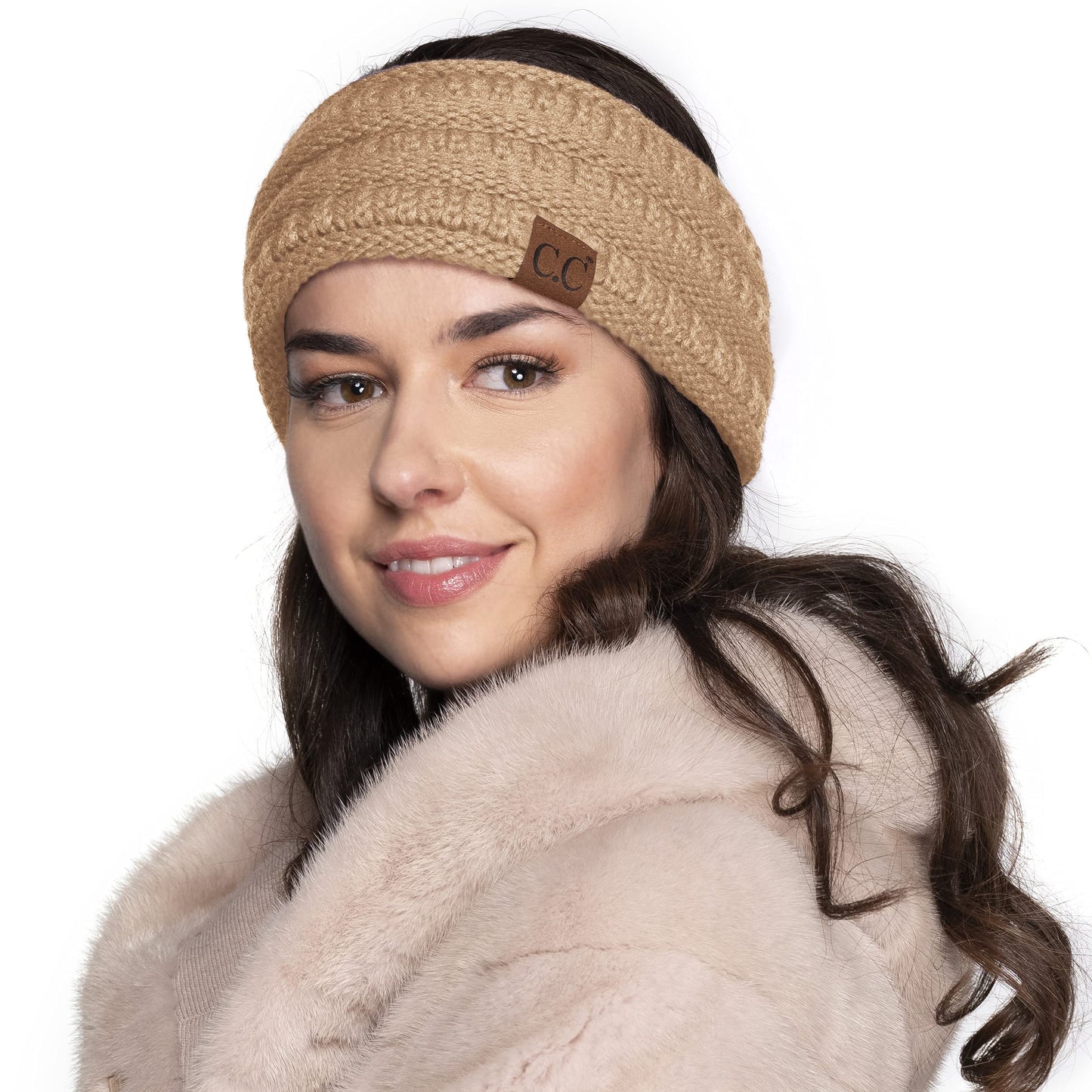 C.C Exclusives Solid Ribbed Headwrap (HW-21) (Camel)