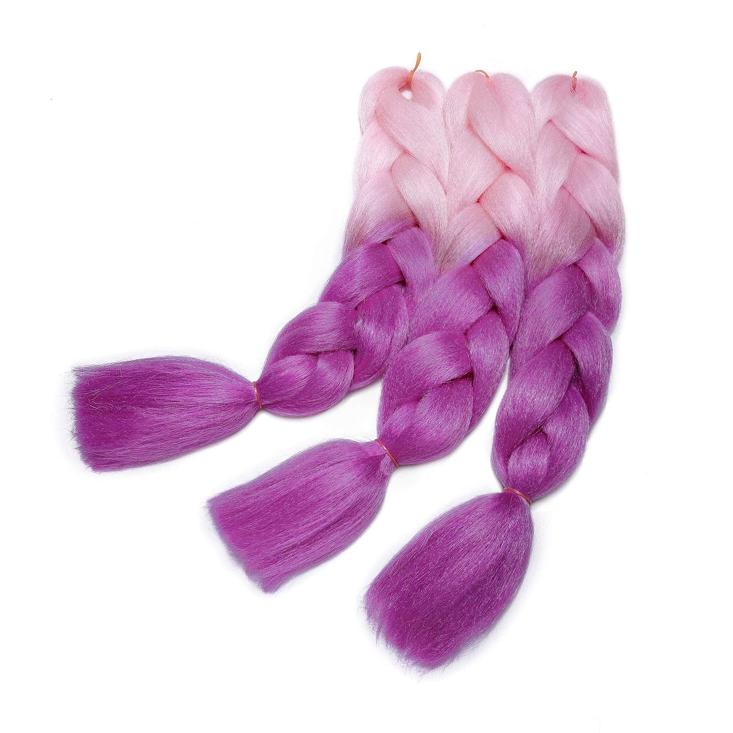 Benehair Ombre Braiding Hair 6 Bundles/lot 24inch Jumbo Braiding Hair Extensions High Temperature Synthetic Braid Hair Braiding Hair Pre Stretched Braid Extensions (Light Pink+Purplish Red)