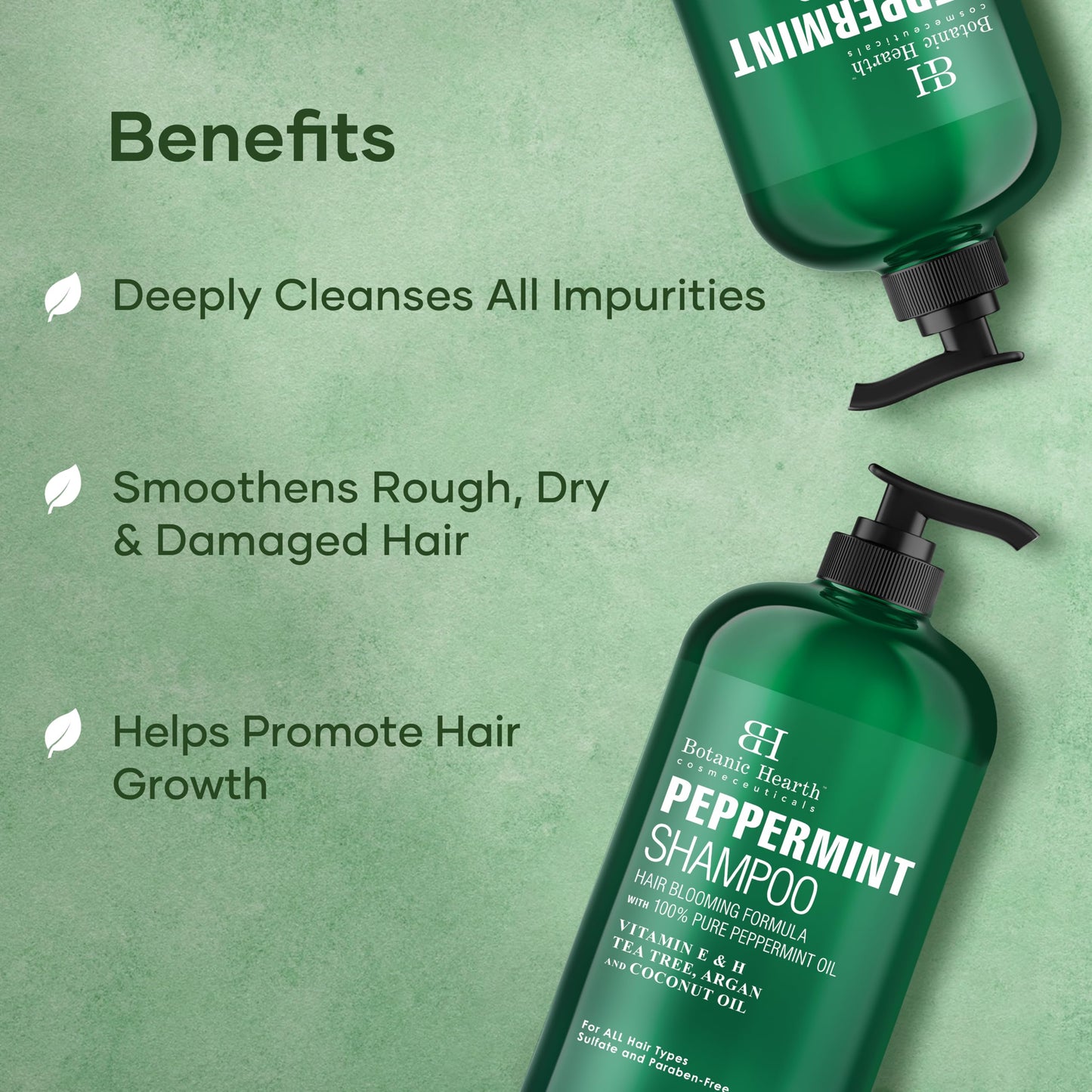 Botanic Hearth Peppermint Oil Shampoo - Hair Blooming Formula with Keratin for Thinning Hair - Fights Hair Loss, Promotes Hair Growth - Sulfate Free for Men and Women - 16 fl oz