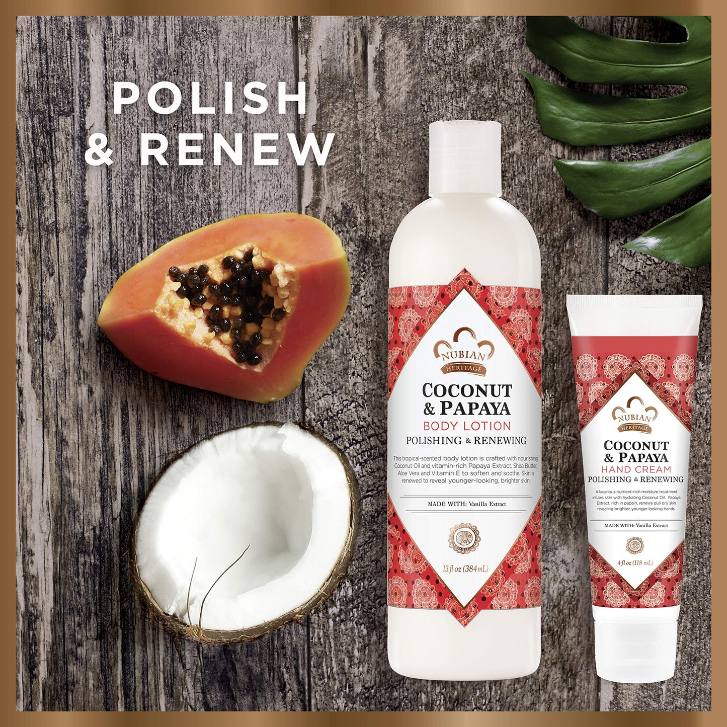 Nubian Heritage Lotion Skincare Bundle Moisturizer for Dry, Dull Skin Coconut and Papaya Renewing and Hydrating Pack of 2